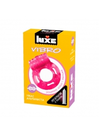 Розовое эрекционное виброкольцо Luxe VIBRO  Ужас Альпиниста  + презерватив - Luxe - в Благовещенске купить с доставкой