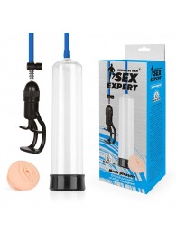 Прозрачная вакуумная помпа Sex Expert с насадкой-вагиной - Sex Expert - в Благовещенске купить с доставкой