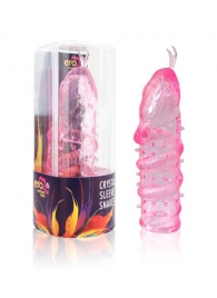 Закрытая рельефная насадка Crystal sleeve snakes в виде змеи с усиками - 14 см. - Erowoman-Eroman - в Благовещенске купить с доставкой