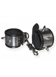 Серебристо-черные наручники с шипами и металлическим блеском - Sitabella - купить с доставкой в Благовещенске