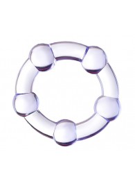 Фиолетовое эрекционное кольцо на пенис с бусинами - Штучки-дрючки - в Благовещенске купить с доставкой