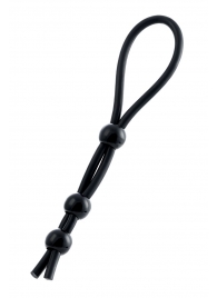 Черное лассо на пенис с тремя бусинами - A-toys - в Благовещенске купить с доставкой
