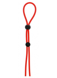 Красное лассо на пенис с двумя бусинами STRETCHY LASSO CAGE - Dream Toys - в Благовещенске купить с доставкой