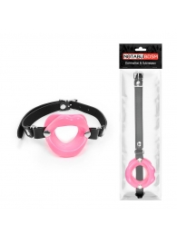 Розовый кляп-губки на черном ремешке - Notabu - купить с доставкой в Благовещенске