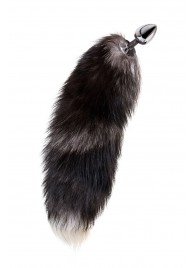 Серебристая металлическая анальная втулка с хвостом чернобурой лисы - размер S - ToyFa - купить с доставкой в Благовещенске