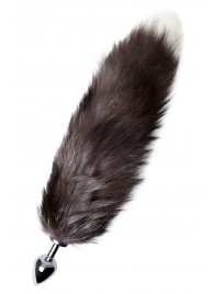 Серебристая металлическая анальная втулка с хвостом чернобурой лисы - размер S - ToyFa - купить с доставкой в Благовещенске