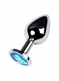 Серебристая конусовидная анальная пробка с голубым кристаллом - 8 см. - ToyFa - купить с доставкой в Благовещенске