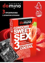 Презервативы для орального секса DOMINO Sweet Sex с ароматом клубничного коктейля  - 3 шт. - Domino - купить с доставкой в Благовещенске