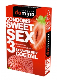 Презервативы для орального секса DOMINO Sweet Sex с ароматом клубничного коктейля  - 3 шт. - Domino - купить с доставкой в Благовещенске