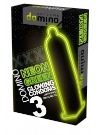 Презервативы DOMINO Neon Green со светящимся в темноте кончиком - 3 шт. - Domino - купить с доставкой в Благовещенске