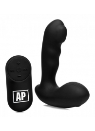 Черный стимулятор простаты Alpha-Pro 7X P-Milker Silicone Prostate Stimulator with Milking Bead - XR Brands - в Благовещенске купить с доставкой