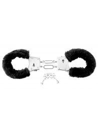 Меховые чёрные наручники Beginner s Furry Cuffs - Pipedream - купить с доставкой в Благовещенске