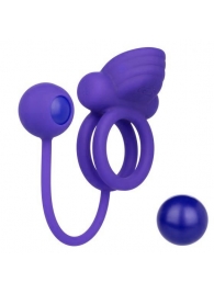 Фиолетовое эрекционное кольцо с утяжелителем Silicone Rechargeable Dual Rockin Rim Enhancer - California Exotic Novelties - в Благовещенске купить с доставкой