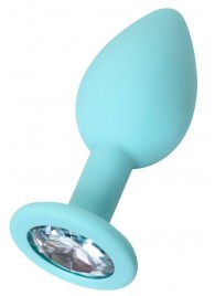 Мятная анальная пробка с прозрачным кристаллом Brilliant - 7 см. - ToyFa - купить с доставкой в Благовещенске