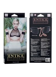 Черные мягкие наручники Entice French Cuffs с цепью - California Exotic Novelties - купить с доставкой в Благовещенске