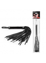 Черная гладкая плеть-флоггер с ручкой - 40 см. - Notabu - купить с доставкой в Благовещенске
