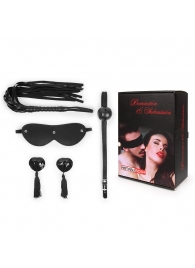 Эротический набор в черном цвете: маска, кляп, пэстисы, плётка - Notabu - купить с доставкой в Благовещенске