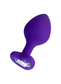 Фиолетовая анальная втулка Diamond Heart с прозрачным кристаллом - 8 см. - ToyFa - купить с доставкой в Благовещенске