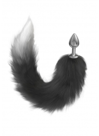 Серебристая анальная пробка с черным хвостом Galaxy - Lola Games - купить с доставкой в Благовещенске