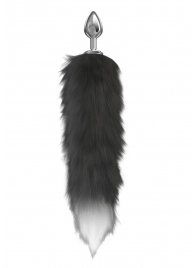 Серебристая анальная пробка с черным хвостом Starlit - Lola Games - купить с доставкой в Благовещенске