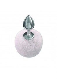 Серебристая анальная пробка с белым пушистым хвостиком Twinkle - Lola Games - купить с доставкой в Благовещенске