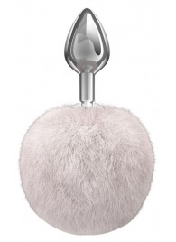 Серебристая анальная пробка с белым пушистым хвостиком Twinkle - Lola Games - купить с доставкой в Благовещенске