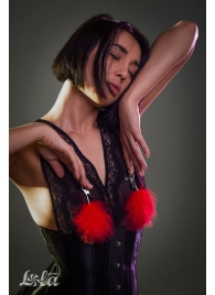 Зажимы на соски с красным пухом Euphoric - Lola Games - купить с доставкой в Благовещенске