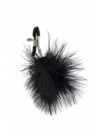 Зажимы на соски с черным пухом Euphoric - Lola Games - купить с доставкой в Благовещенске