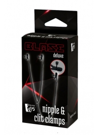 Черные зажимы на соски и клитор на цепочке DELUXE NIPPLE   CLIT CLAMPS - Dream Toys - купить с доставкой в Благовещенске