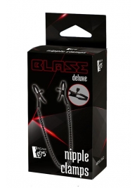 Черные зажимы на соски на цепочке BLAZE DELUXE NIPPLE CLAMPS - Dream Toys - купить с доставкой в Благовещенске