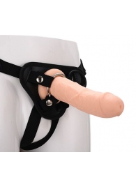 Черные трусики с телесной насадкой STRAP ON REAL DILDO - 21 см. - Dream Toys - купить с доставкой в Благовещенске