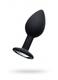 Черная анальная втулка с прозрачным стразом - 7,2 см. - POPO Pleasure - купить с доставкой в Благовещенске