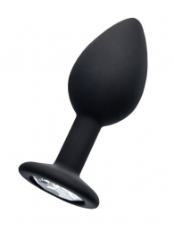 Черная анальная втулка с прозрачным стразом - 7,2 см. - POPO Pleasure - купить с доставкой в Благовещенске