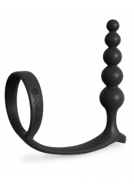 Черная анальная цепочка с эрекционным кольцом Ass-gasm Cockring Anal Beads - Pipedream - в Благовещенске купить с доставкой