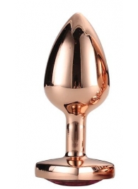 Золотистая анальная втулка с кристаллом-сердечком розового цвета - 7,1 см. - Dream Toys - купить с доставкой в Благовещенске