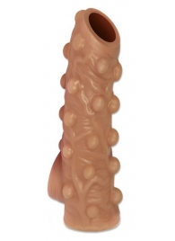 Телесная насадка с бугорками и открытой головкой Nude Sleeve M - 12 см. - KOKOS - в Благовещенске купить с доставкой