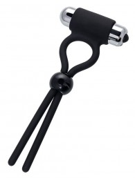 Черное эрекционное лассо Ect с виброэлементом - A-toys - в Благовещенске купить с доставкой