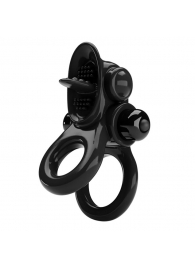 Черное эрекционное кольцо с подхватом мошонки и стимулятором клитора Passionate Ring - Baile - в Благовещенске купить с доставкой