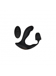 Черный вибромассажер простаты с эрекционным кольцом Strapped   Tapped - Zero Tolerance - в Благовещенске купить с доставкой