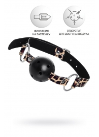 Черный кляп-шар на леопардовых ремешках Anonymo - ToyFa - купить с доставкой в Благовещенске