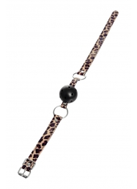 Черный кляп-шар на леопардовых ремешках Anonymo - ToyFa - купить с доставкой в Благовещенске