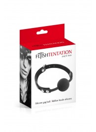 Черный силиконовый кляп-шарик на ремешках - Fetish Tentation - купить с доставкой в Благовещенске