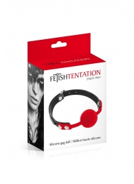 Красный кляп-шарик на черных ремешках - Fetish Tentation - купить с доставкой в Благовещенске