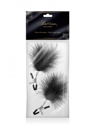 Зажимы на соски с черными пуховыми кисточками Sweet Caress Feather Nipple Clumps - Sweet Caress - купить с доставкой в Благовещенске