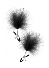 Зажимы на соски с черными пуховыми кисточками Sweet Caress Feather Nipple Clumps - Sweet Caress - купить с доставкой в Благовещенске