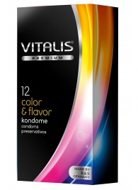 Цветные ароматизированные презервативы VITALIS PREMIUM color   flavor - 12 шт. - Vitalis - купить с доставкой в Благовещенске