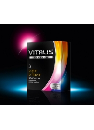 Цветные ароматизированные презервативы VITALIS PREMIUM color   flavor - 3 шт. - Vitalis - купить с доставкой в Благовещенске