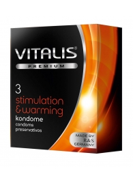 Презервативы VITALIS PREMIUM stimulation   warming с согревающим эффектом - 3 шт. - Vitalis - купить с доставкой в Благовещенске