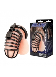 Черная металлическая клетка с замком Deluxe Chastity Cage - BlueLine - купить с доставкой в Благовещенске