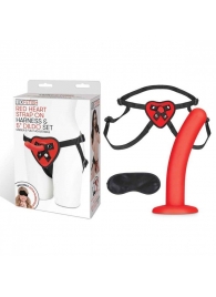 Красный поясной фаллоимитатор Red Heart Strap on Harness   5in Dildo Set - 12,25 см. - Lux Fetish - купить с доставкой в Благовещенске